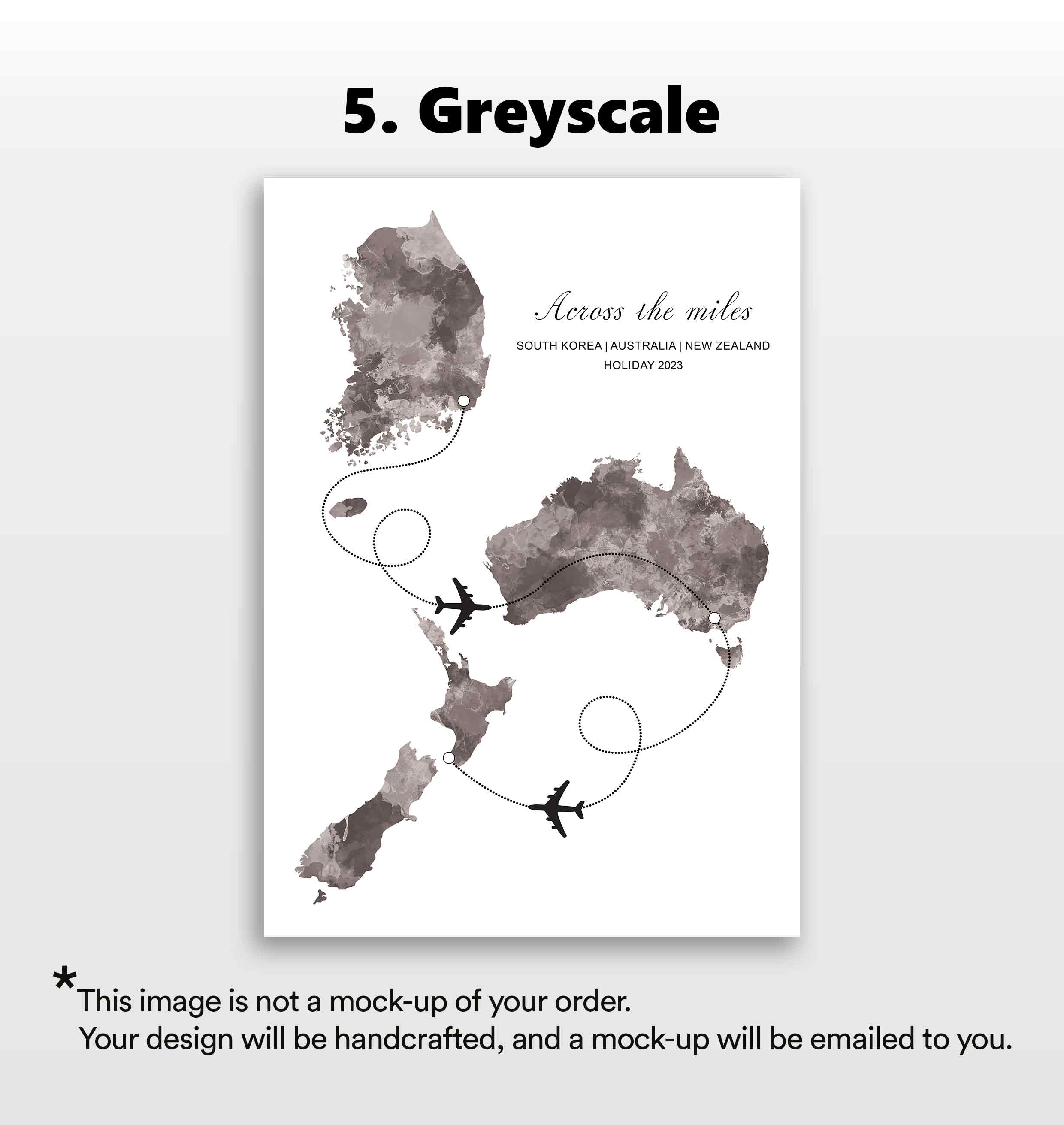 Personalised Three Location Portrait Print 2.0 - Custom Plane Line