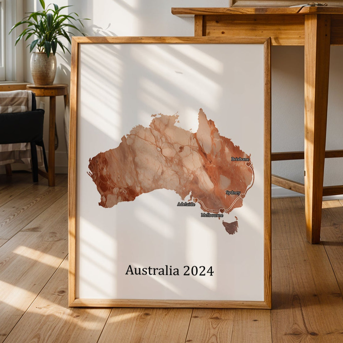 Personalized Light Marble Effect Map Print - Any Country
