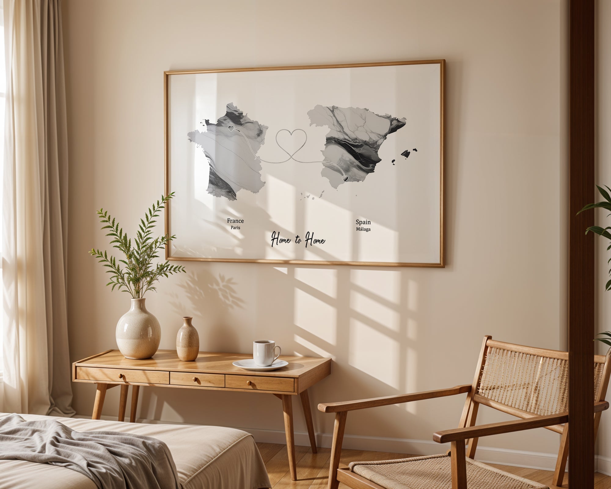 Personalised two location Print 2.0 - Marble Effect - Custom Line