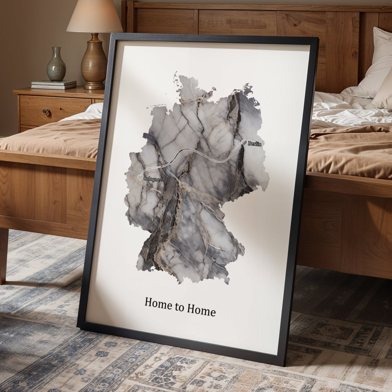 Personalized Dark Marble Effect Map Print - Any Country