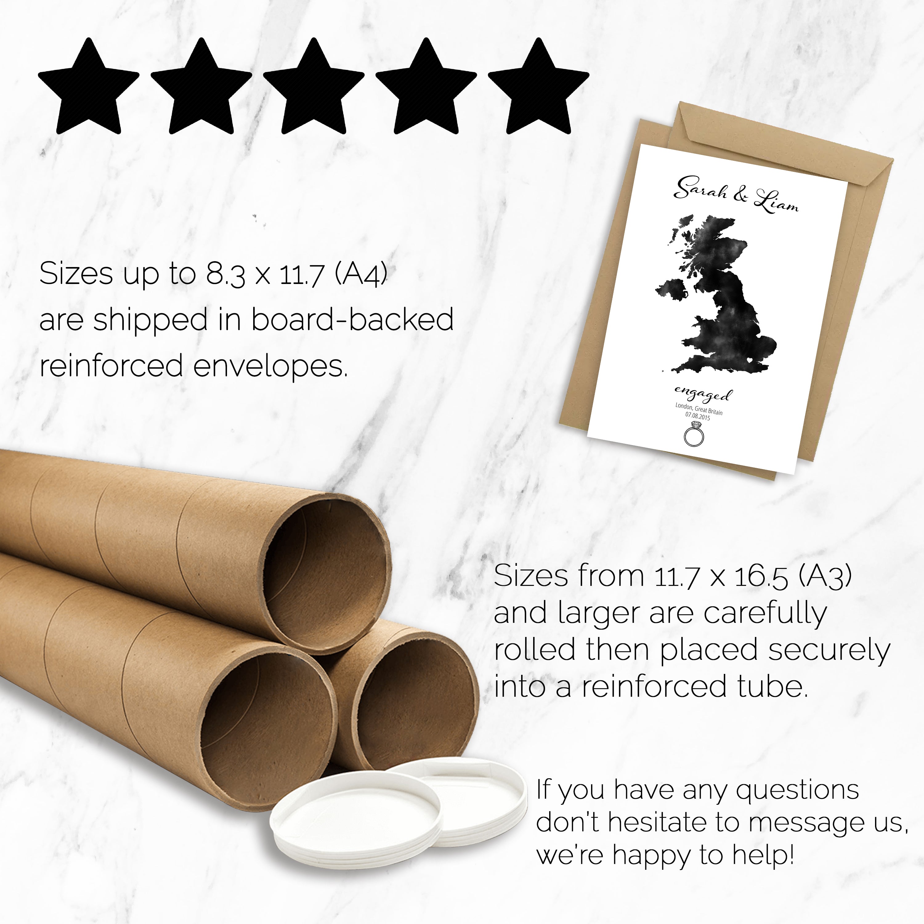 Personalized Engagement Map Print - Any Country - Poster - Available In 8 Different Colours