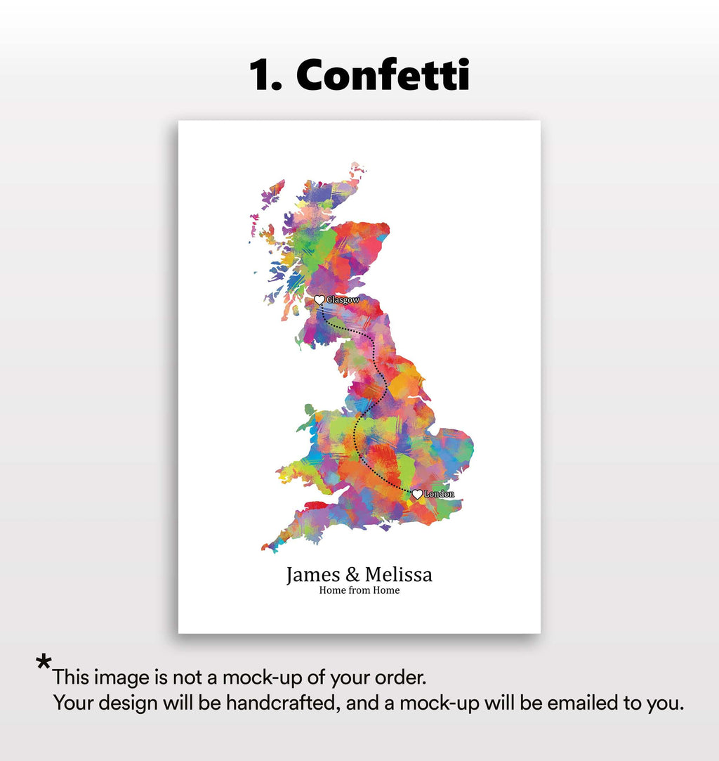 Personalised Portrait Two Location Print 2.0 - Custom Line