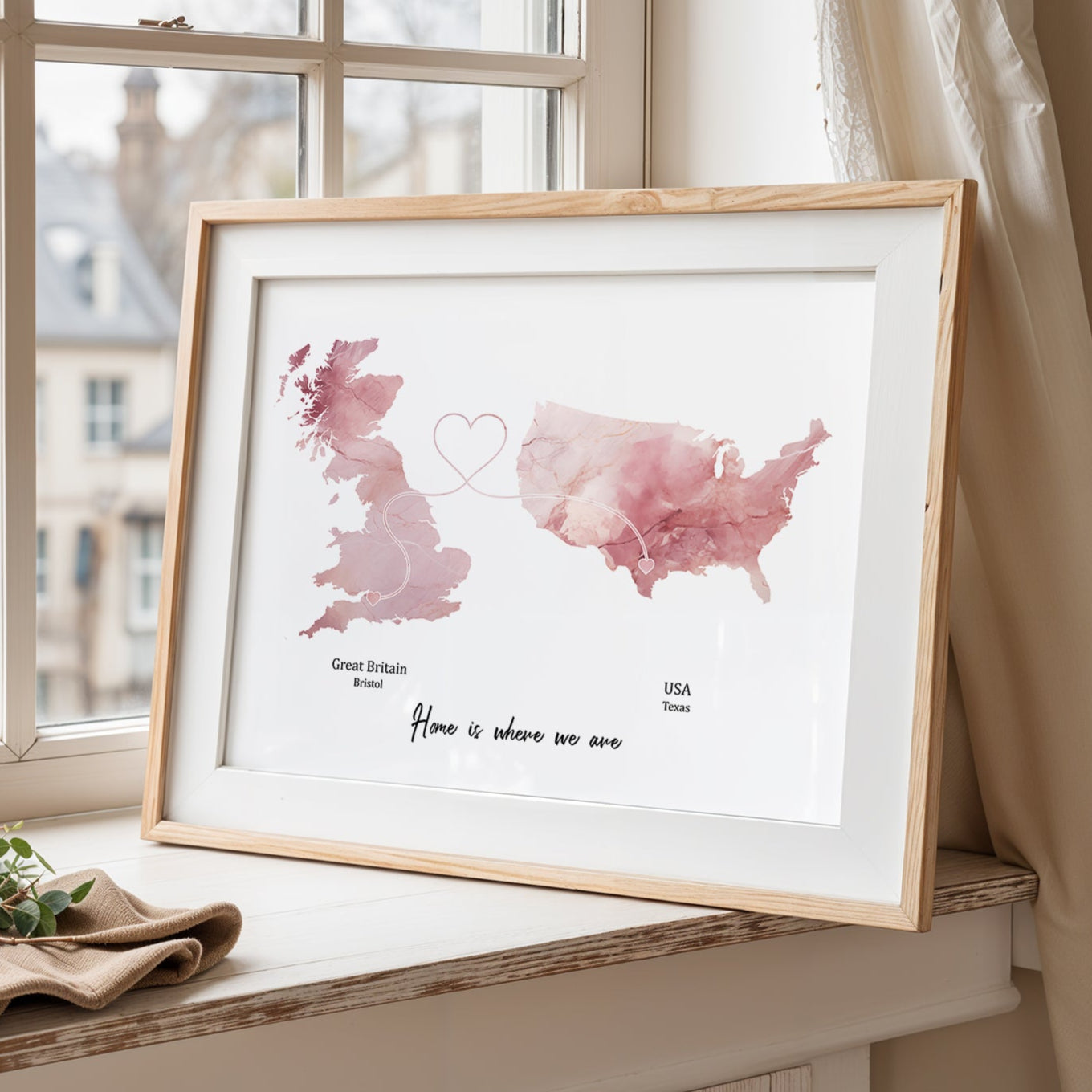 Personalised two location Print 2.0 - Marble Effect - Custom Line