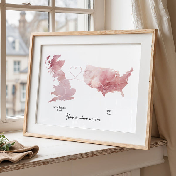 Personalised two location Print 2.0 - Marble Effect - Custom Line