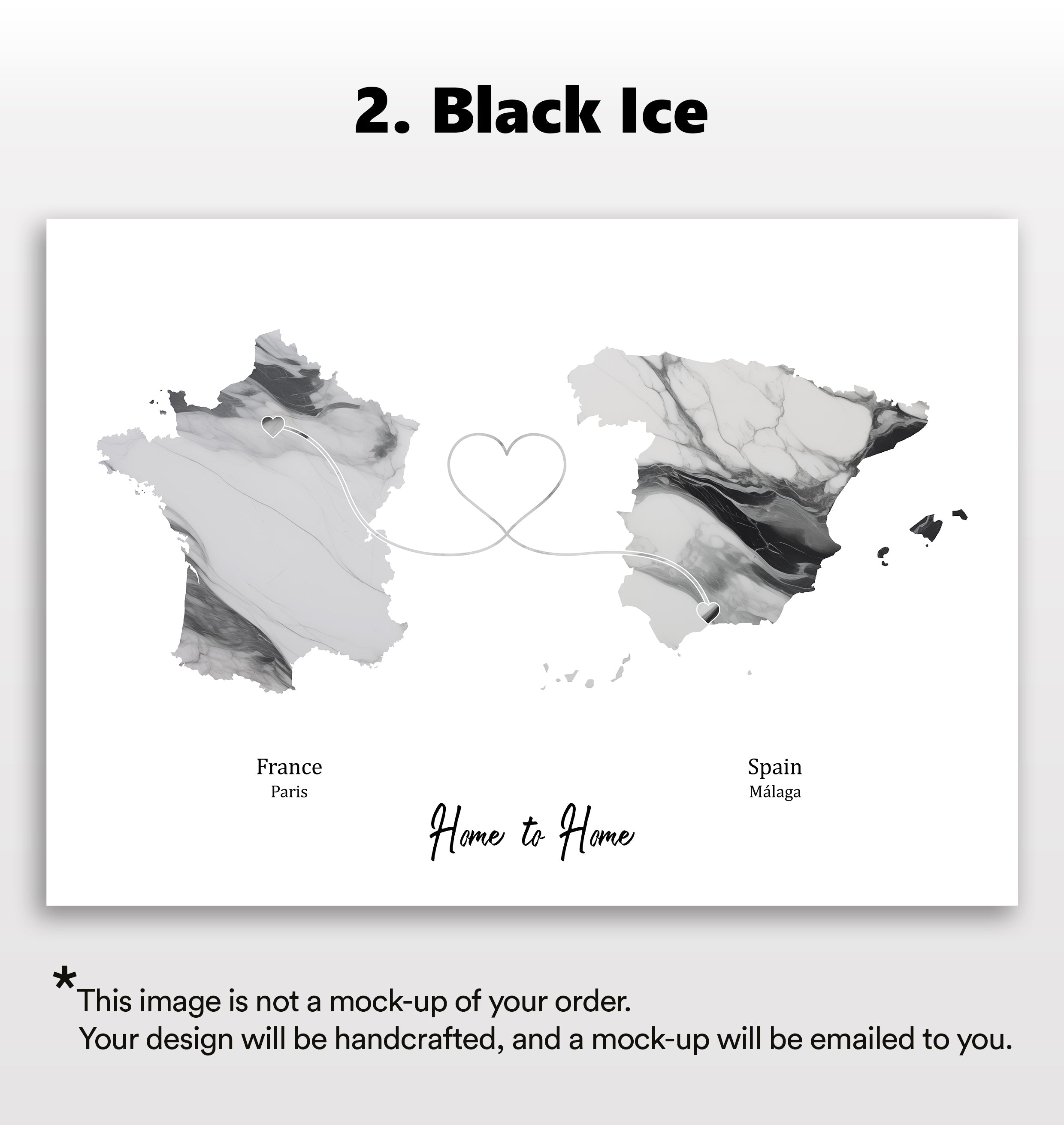 Personalised two location Print 2.0 - Marble Effect - Custom Line