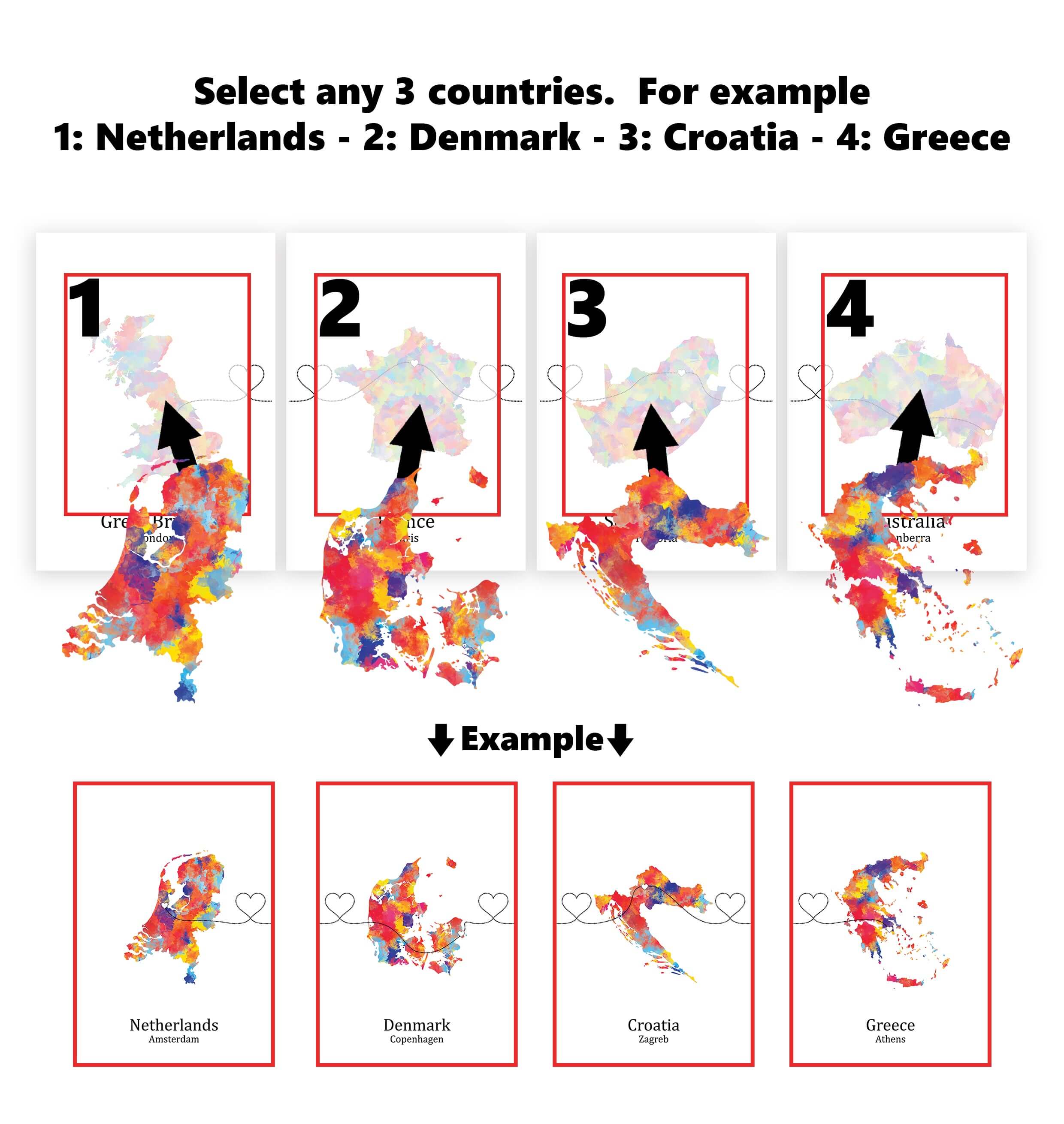 Personalised Four Location Prints 2.0 - Custom Line