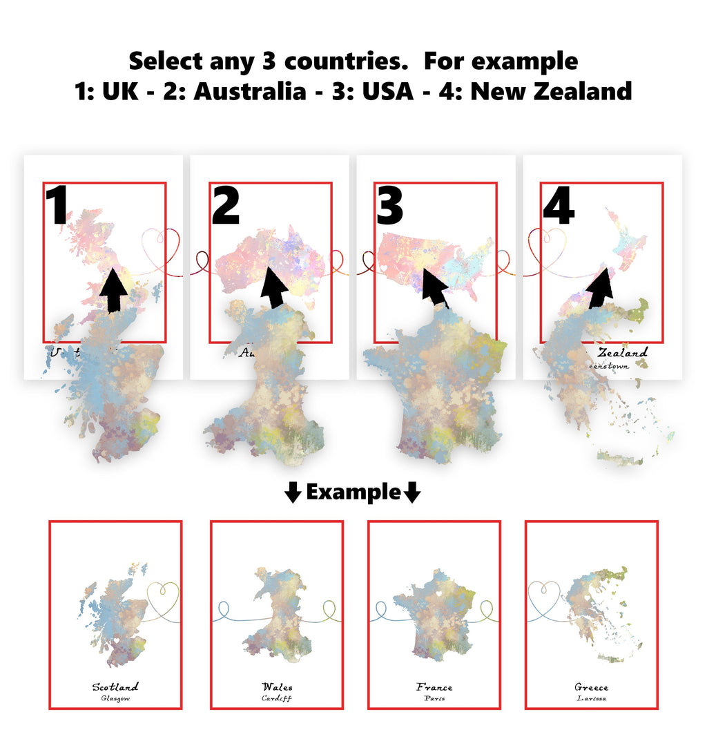 Personalised Four Location Prints