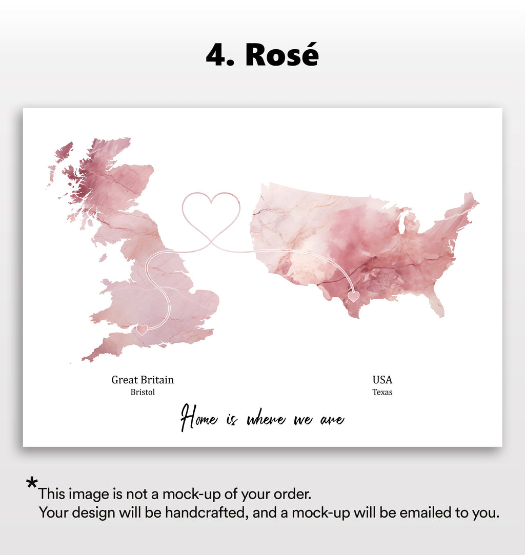 Personalised two location Print 2.0 - Marble Effect - Custom Line