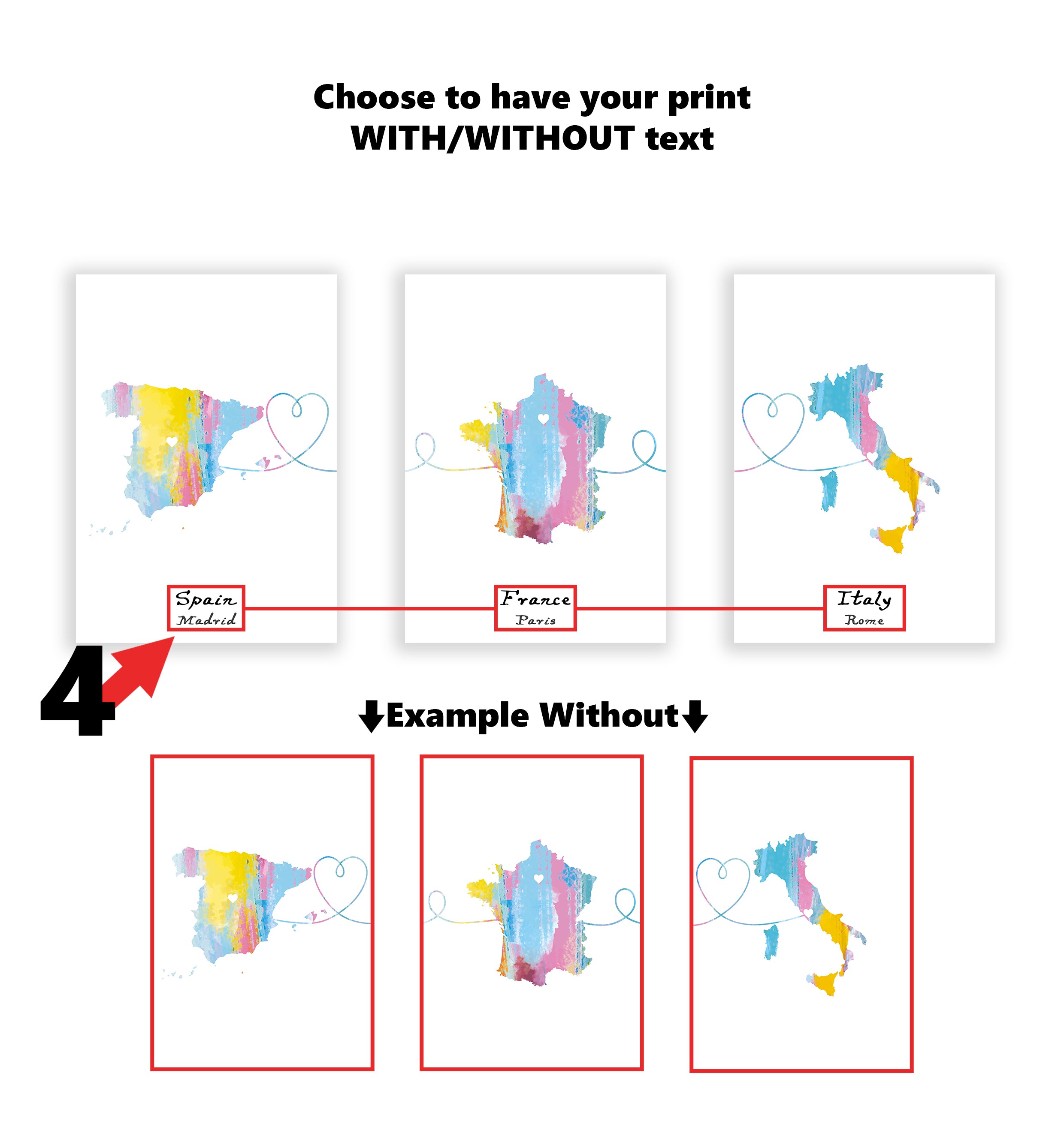 Personalised Three Location Prints