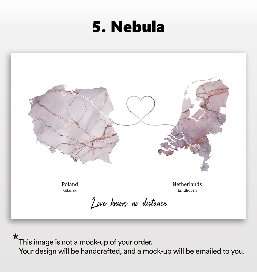 Personalised two location Print 2.0 - Marble Effect - Custom Line