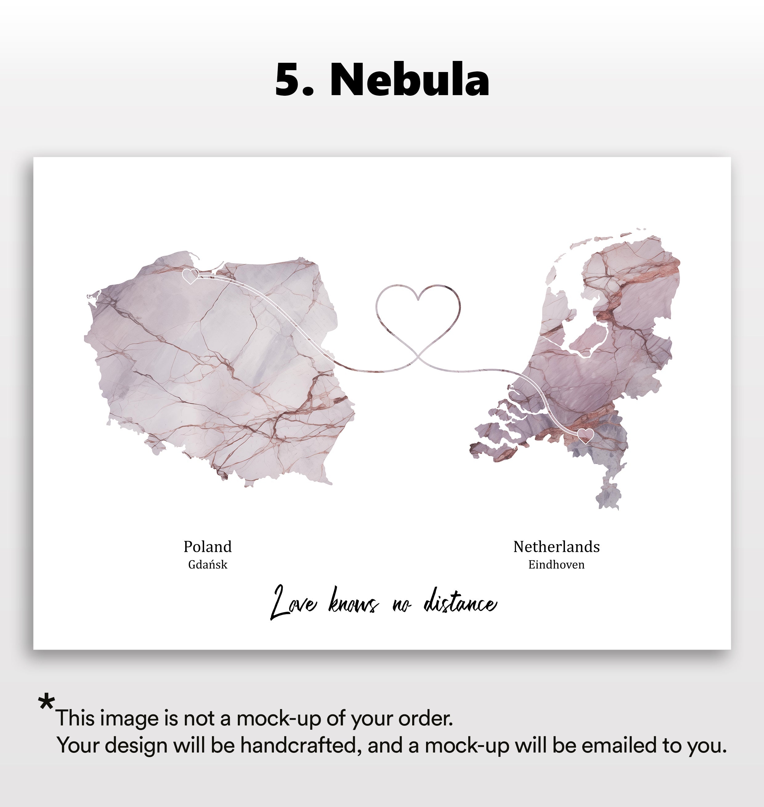 Personalised two location Print 2.0 - Marble Effect - Custom Line