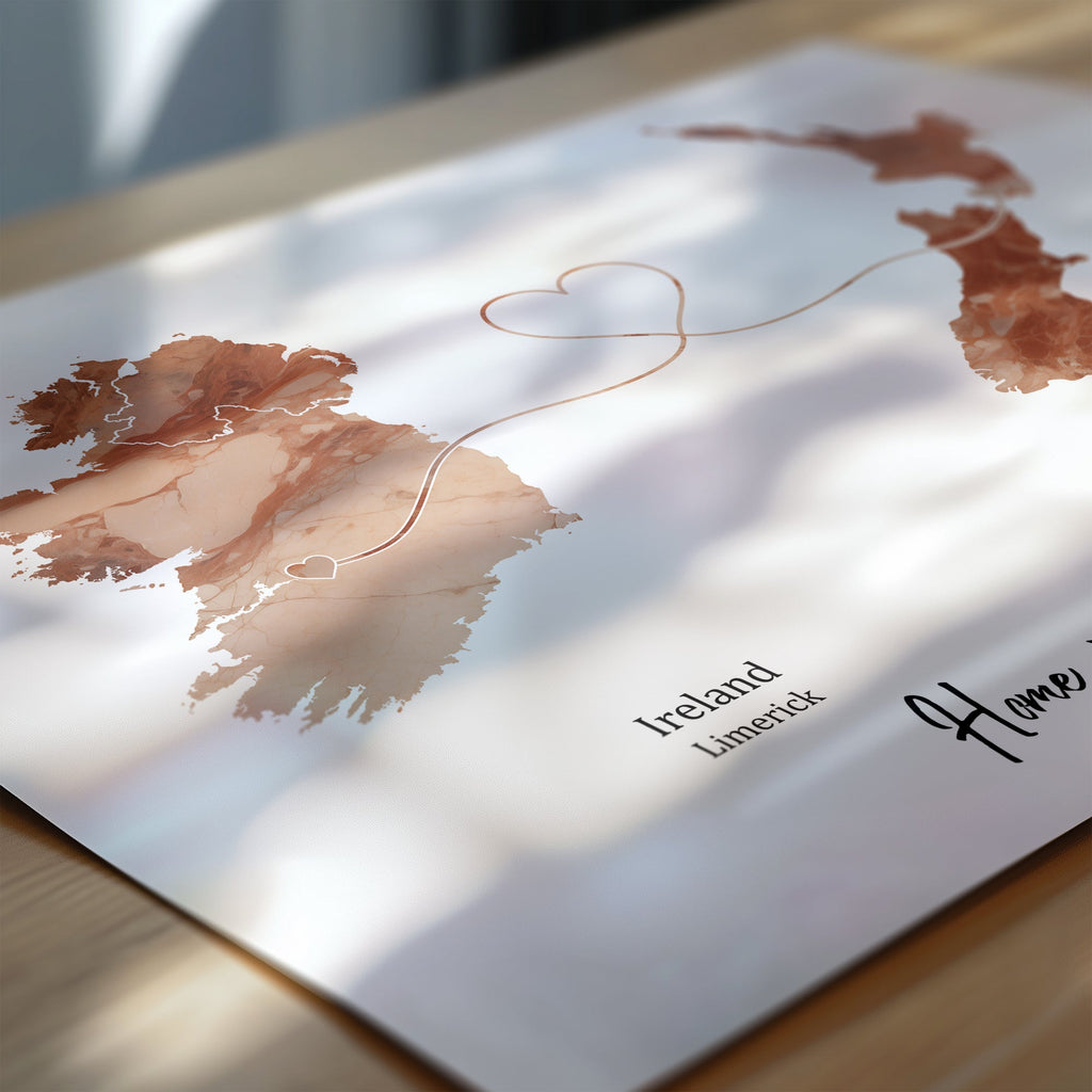 Personalised two location Print 2.0 - Marble Effect - Custom Line