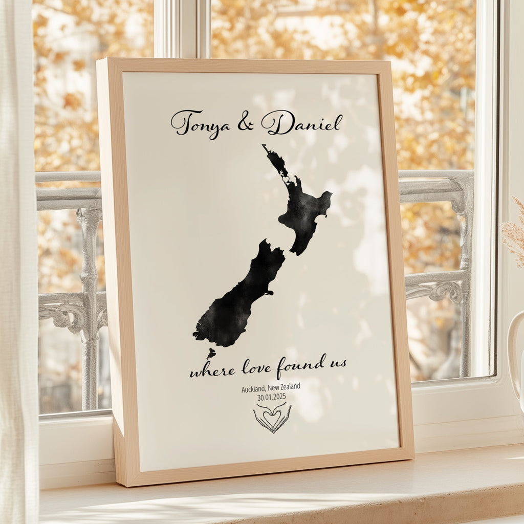 Personalized Where We Met Map Print - Any Country - Poster - Available In 8 Different Colours