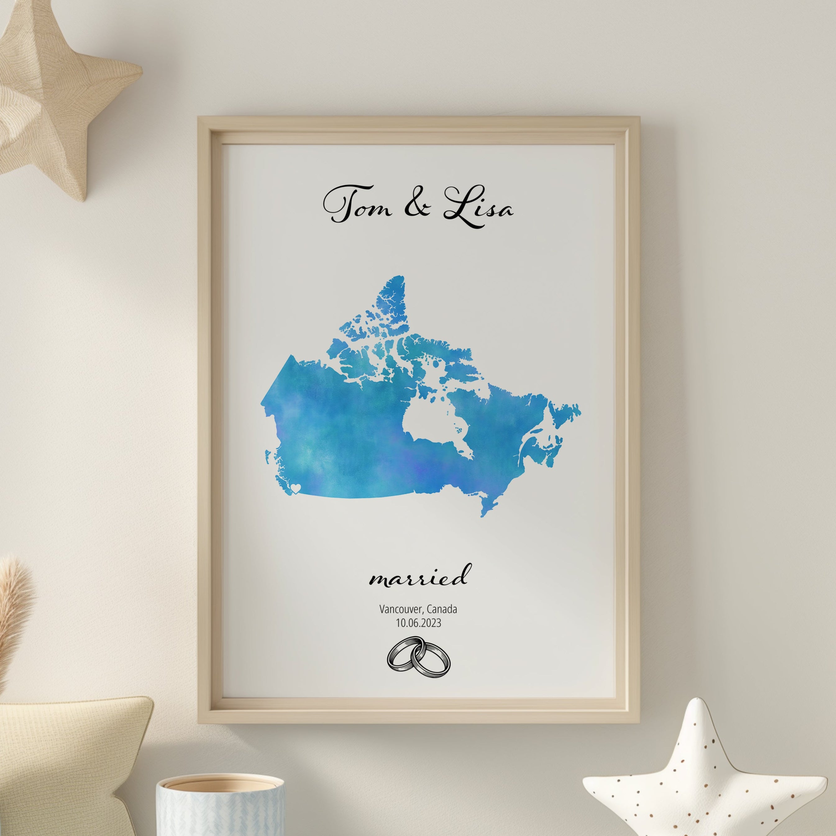 Personalized Married Map Print - Any Country - Poster - Available In 8 Different Colours