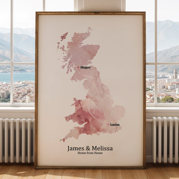 Personalized Light Marble Effect Map Print - Any Country