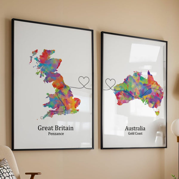 Personalised two location Prints 2.0 - Custom Line (Digital File Only)