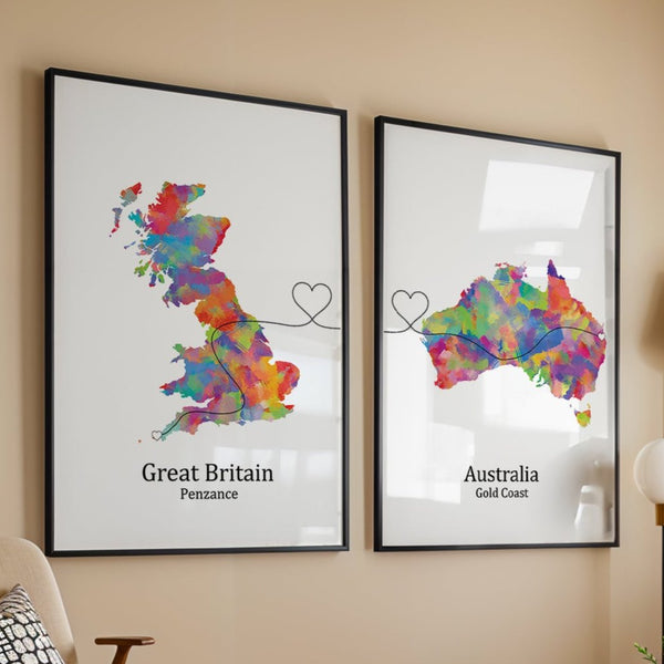 Personalised two location Prints 2.0 - Custom Line