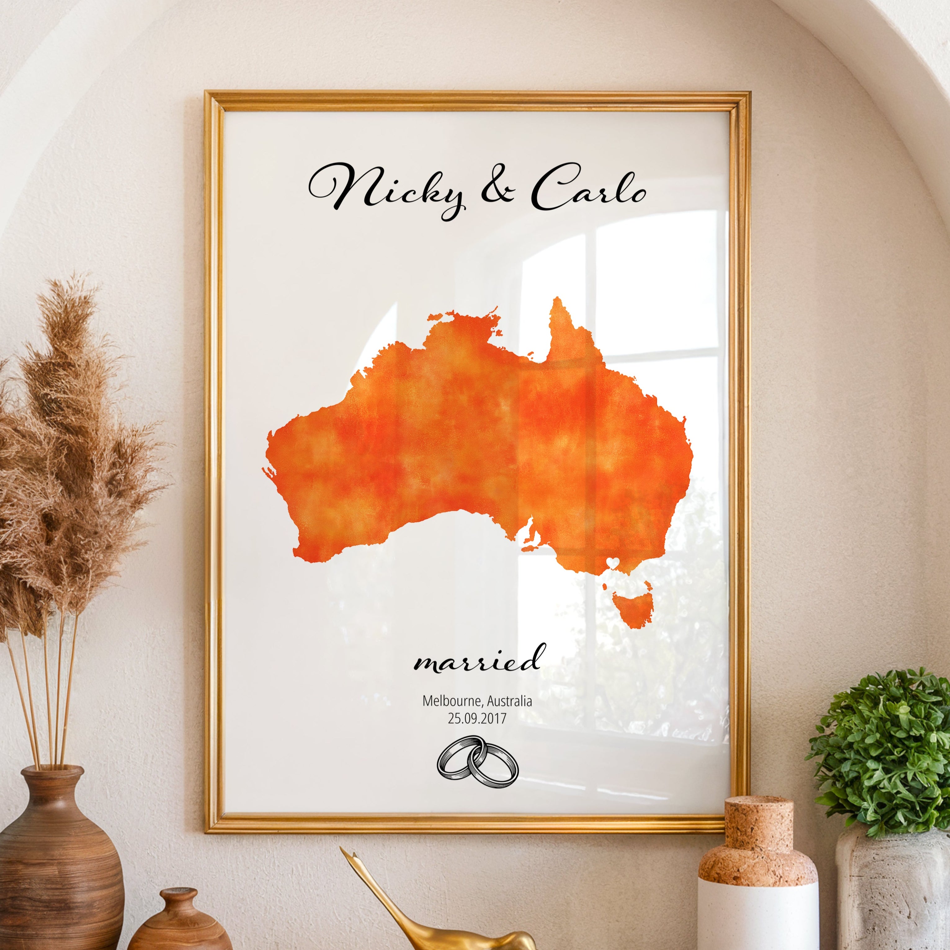 Personalized Married Map Print - Any Country - Poster - Available In 8 Different Colours