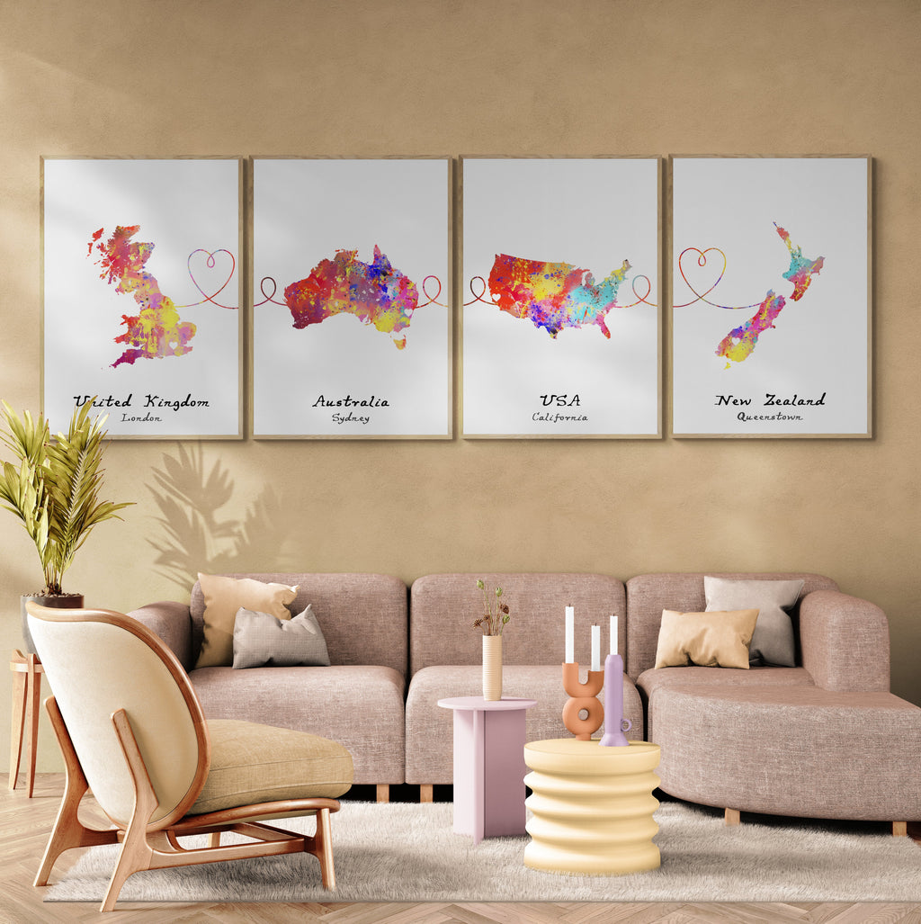 Personalised Four Location Prints
