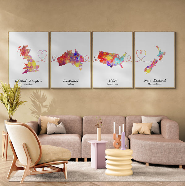 Personalised Four Location Prints