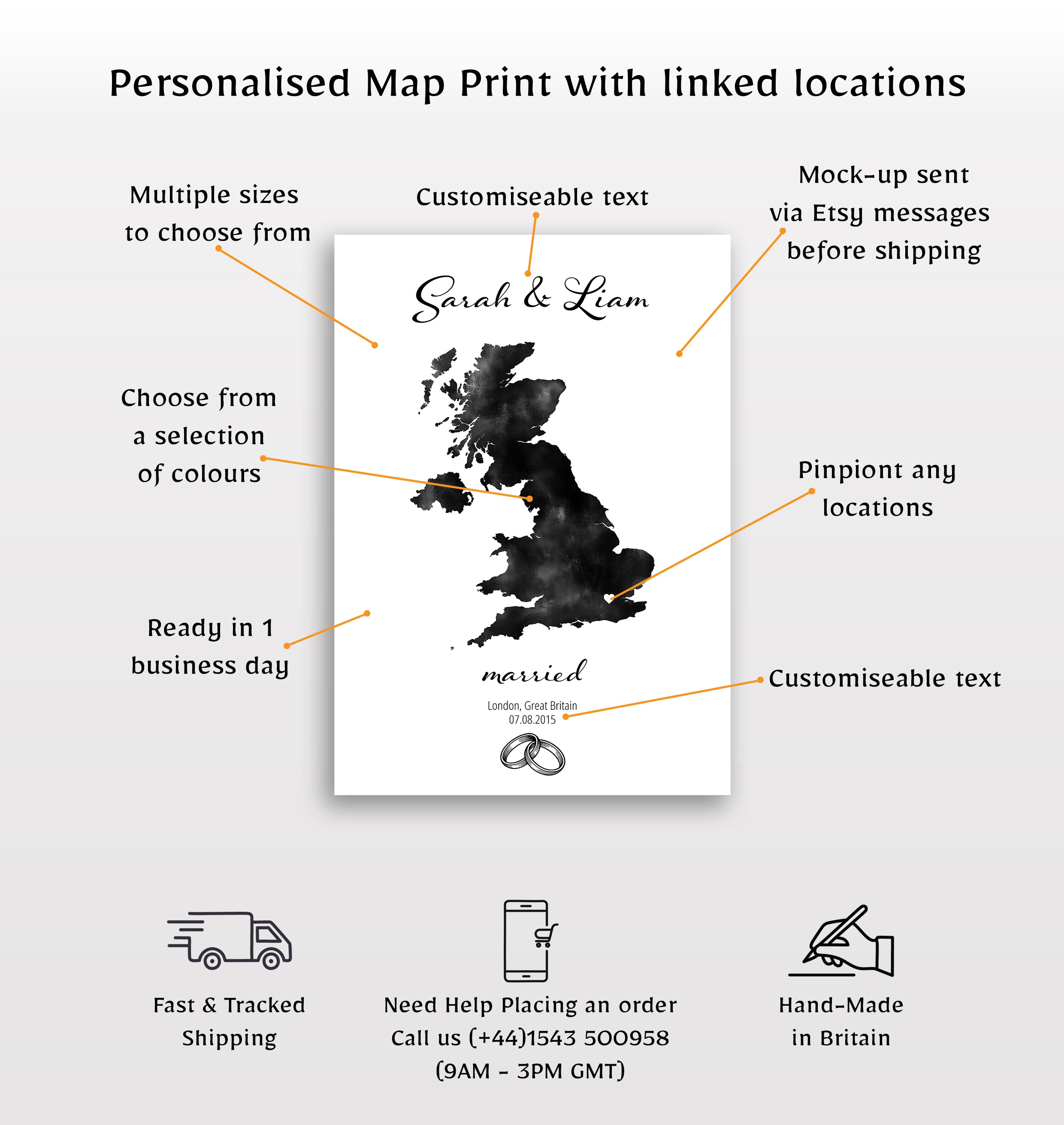 Personalized Married Map Print - Any Country - Poster - Available In 8 Different Colours