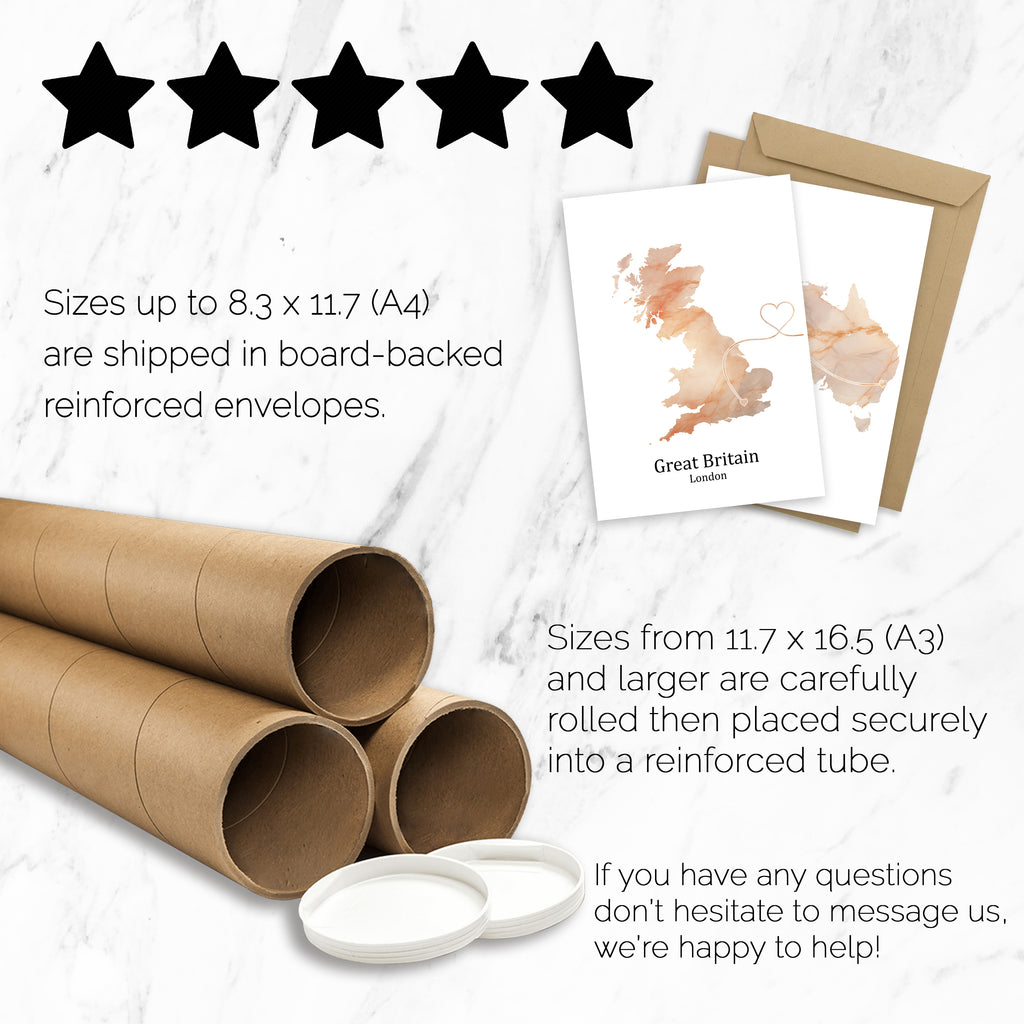 Personalised Light Marble Effect Two Location Prints